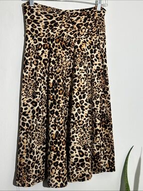 Leopard Print Circle Skirt - Black & Tan